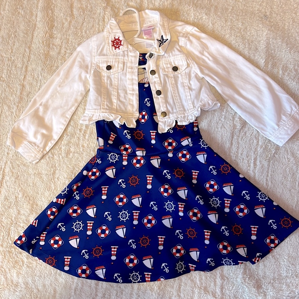 Nautical print dress with jacket